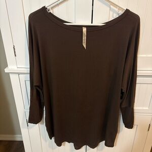 Natural Life Brown Boho Long Sleeve Top Medium